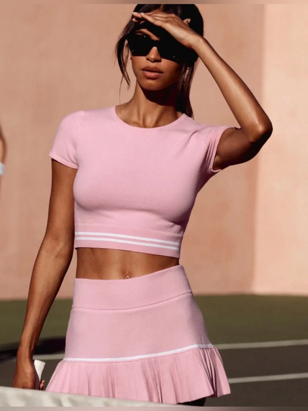 💗ALO💗 PINK MARSHMALLOW Scholar Knit My Serve Skirt